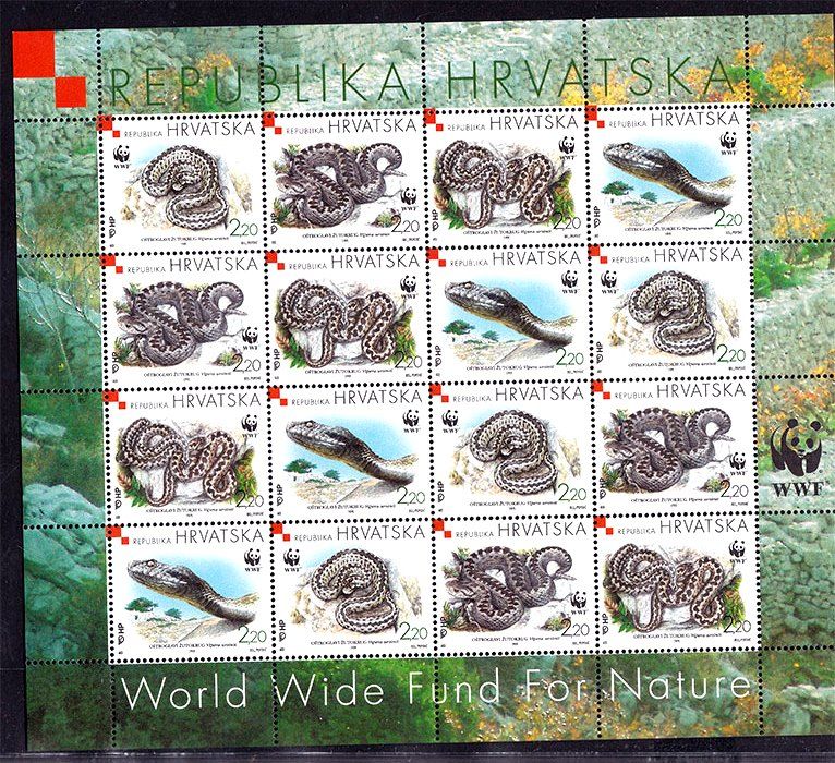 Фауна . Хорватия 1999 г  MNH - WWF - к/б - - фото фото фото 0