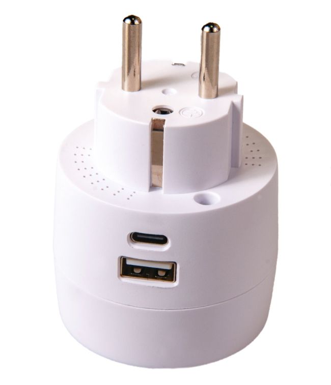 Адаптер мережевий з заземленням 1 розетка+USB+USB-C - фото фото фото 0