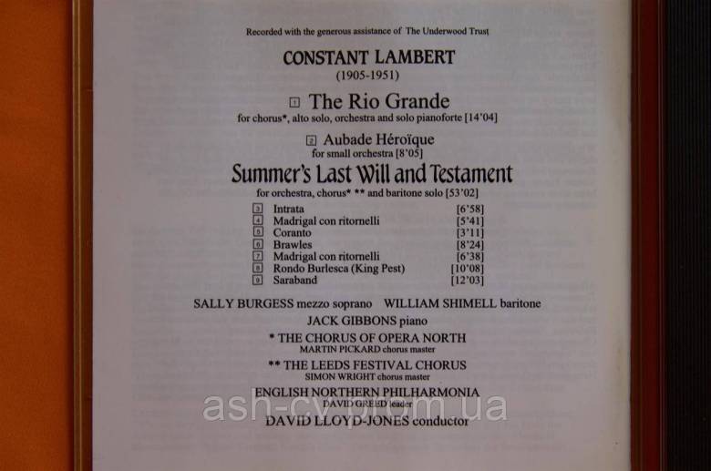 Музичний диск CD. CONSTANT LAMBERT - фото фото фото 4