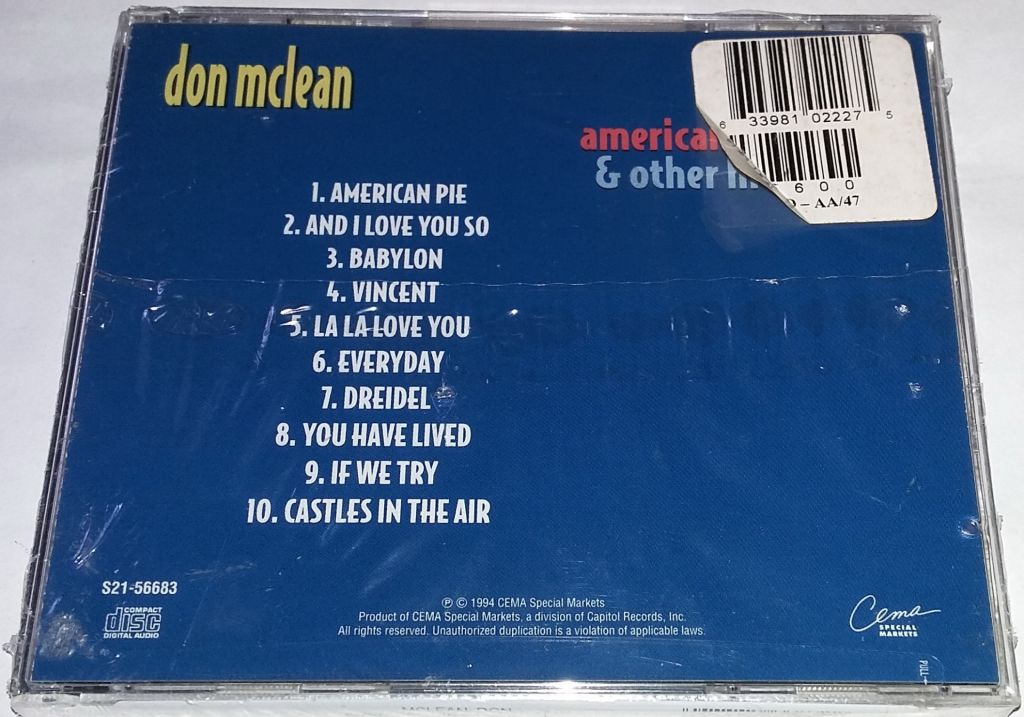 DON McLEAN American Pie &amp; Other Hits CD US  Запечатаний. - фото фото фото 1