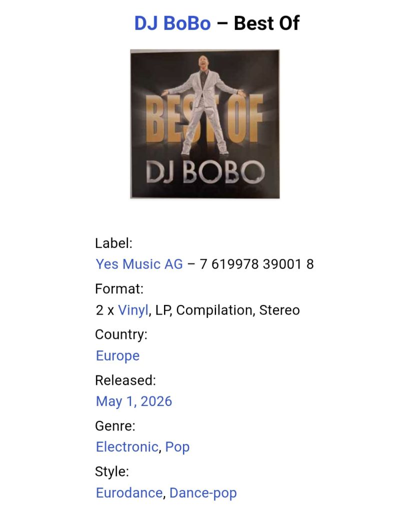 DJ BoBo - Best Of - 1993-2026.  (2LP). 12. Vinyl. Пластинки. Europe. S/S. - фото фото фото 3