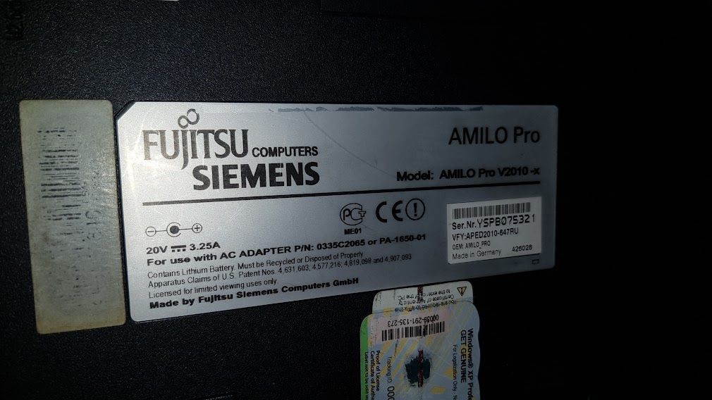 Ноутбук Fujitsu-Siemens AMILO Pro V2010-x № 21130757 - фото фото фото 5