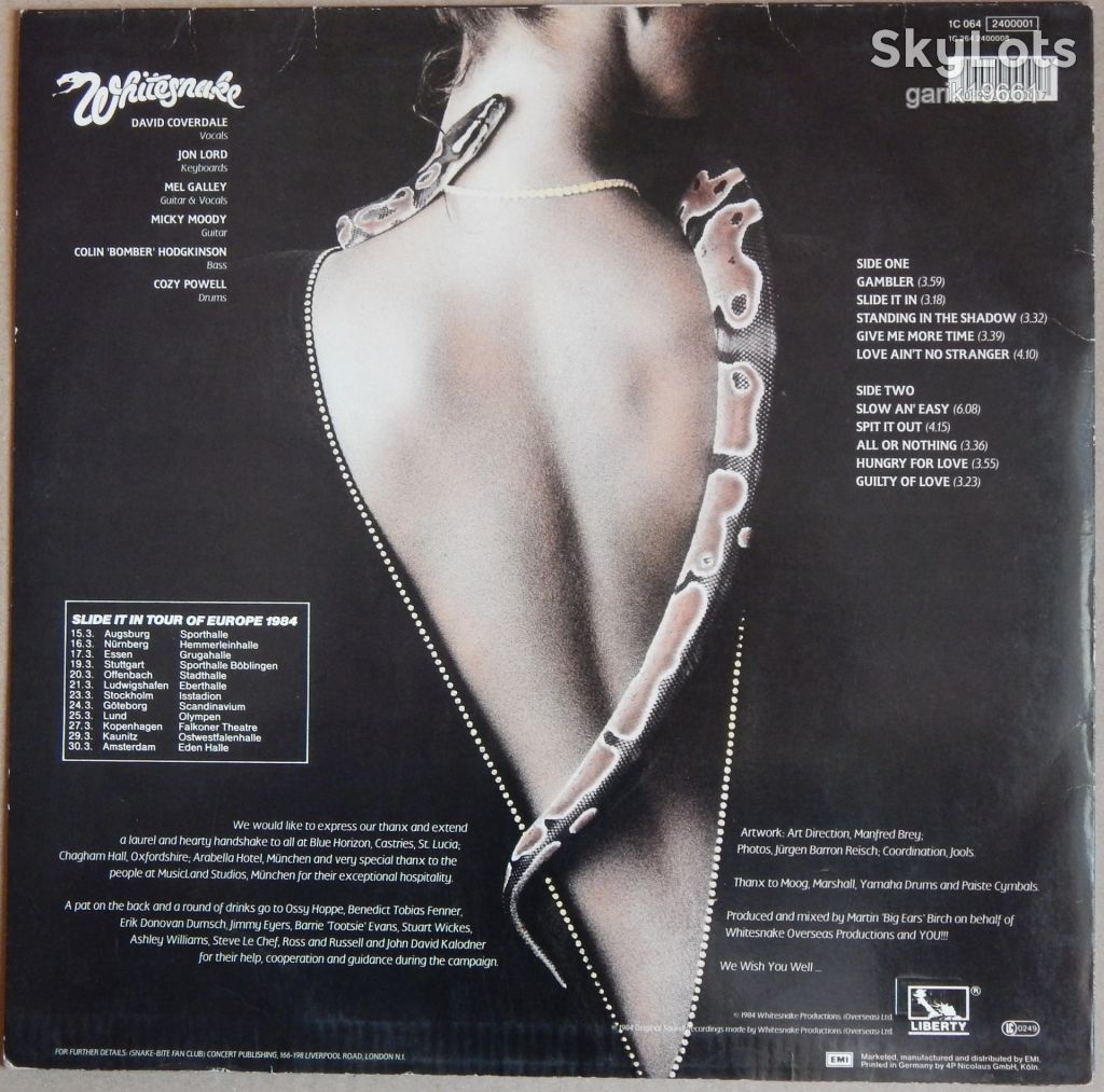 Whitesnake – Slide It In  (Liberty – 1C 064 2400001, Germany) insert EX+/NM- - фото фото фото 1