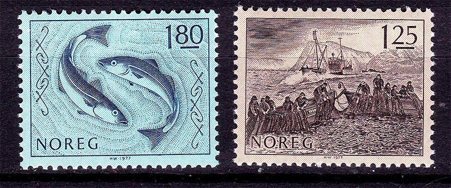ZM Норвегия  1977 г  MNH рыба , рыбалка - фото фото фото 0