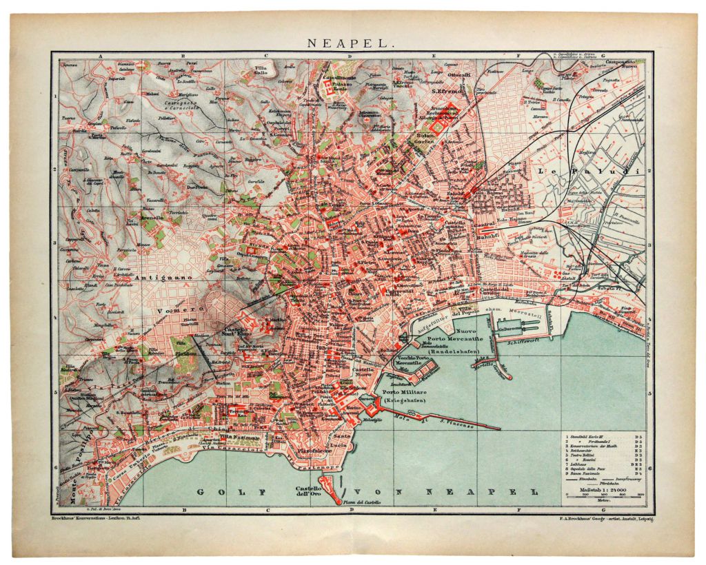 Мапа Карта Неаполь Neapel, 1892-95 Оригінал Німеччина Fv8.8 - фото фото фото 0