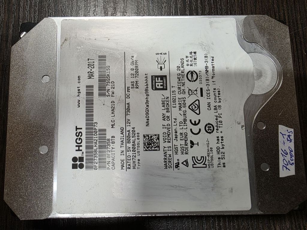 8000Gb 8Tb 3,5 SAS 12Gb HGST 0F27358 жорсткий диск   (7016-1) - фото фото фото 0