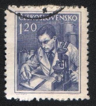Чехословакия  (1954) Учёный с микроскопом - фото фото фото 0