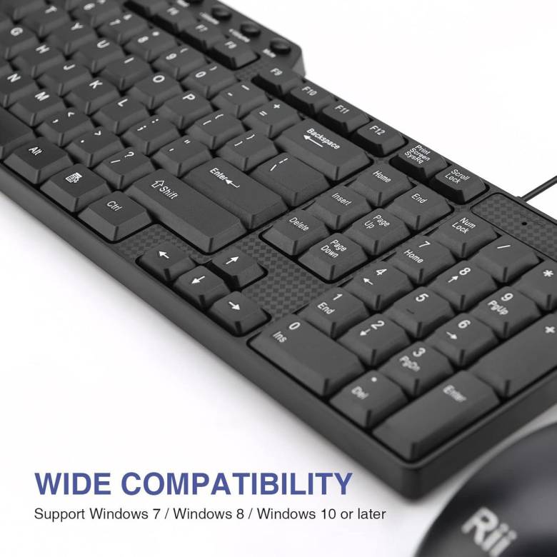 Базовая клавиатура и мышь Rii RK203, ультратонкий USB-компьютер с проводной мышью и клавиатурой - фото фото фото 2