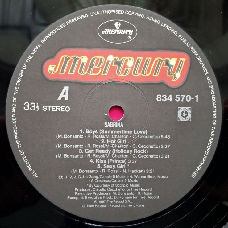 Sabrina - Boys - 1987.  (LP). 12. Vinyl. Пластинка. Hong Kong. Rare. - фото фото фото 2