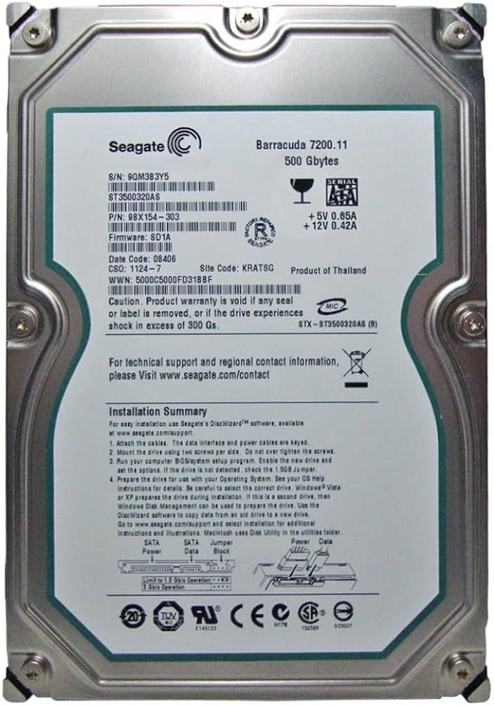 Seagate ST3500320AS Barracuda 7200.11 500 GB SATA 32 MB - фото фото фото 0