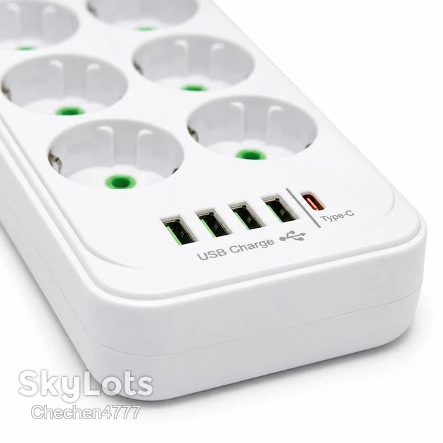 Подовжувач мережевий фільтр D6  (6×220В+4×USB+1×Type-C) Білий 3m - фото фото фото 4