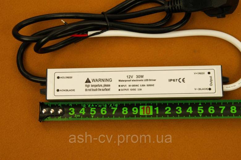 Блок живлення, драйвер, для, LED, стрічок, 12V, 2.5A, 30W, Waterproof, IP67 - фото фото фото 7