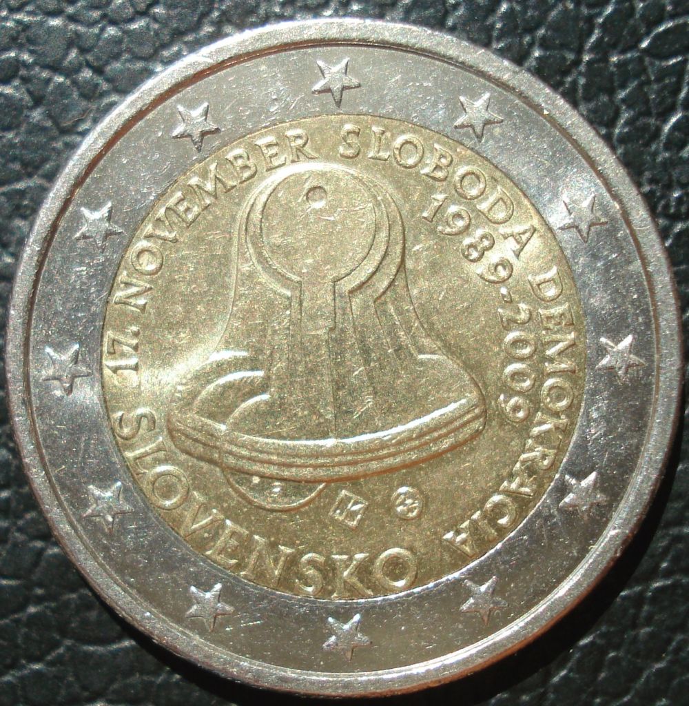 2 евро Словакия 2009 20 лет бархатной революции - фото фото фото 0