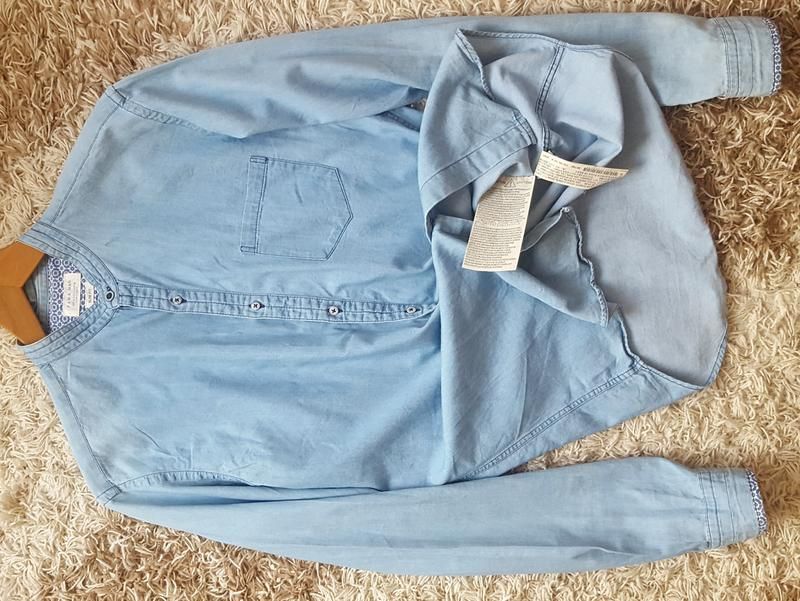 Стильная джинсовая рубашка zara slim fit - фото фото фото 3