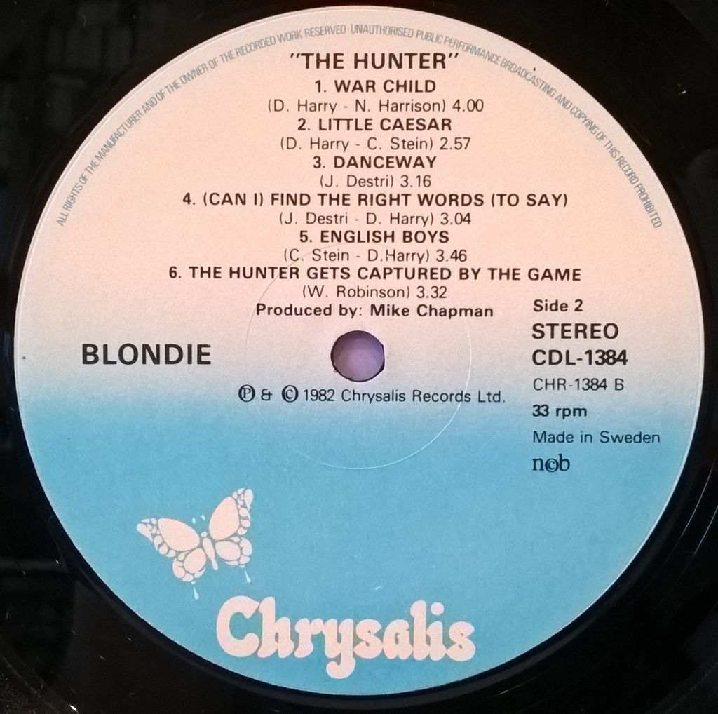 Blondie - The Hunter - 1982.    (LP). 12. Vinyl. Пластинка. Sweden - фото фото фото 6