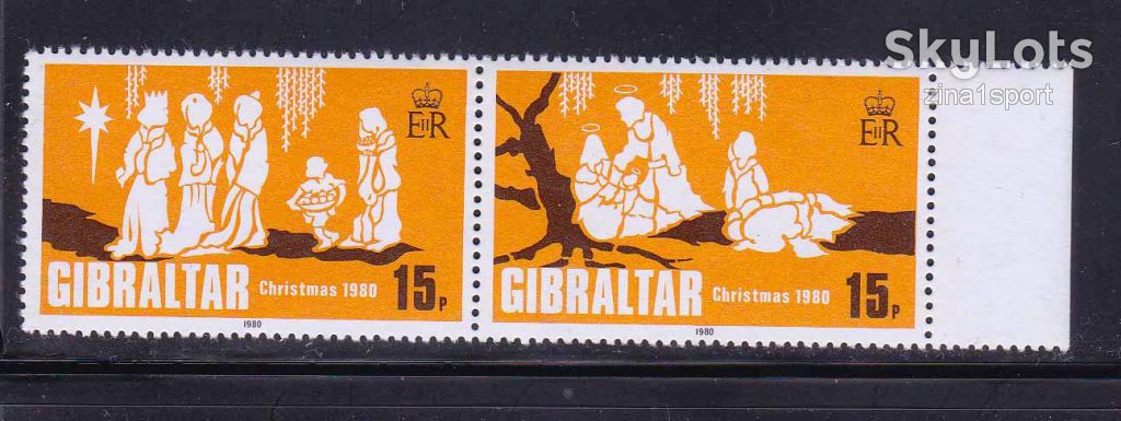 ZM Гибралтар 1980 г MNH - сцепка -  Рождество - фото фото фото 0