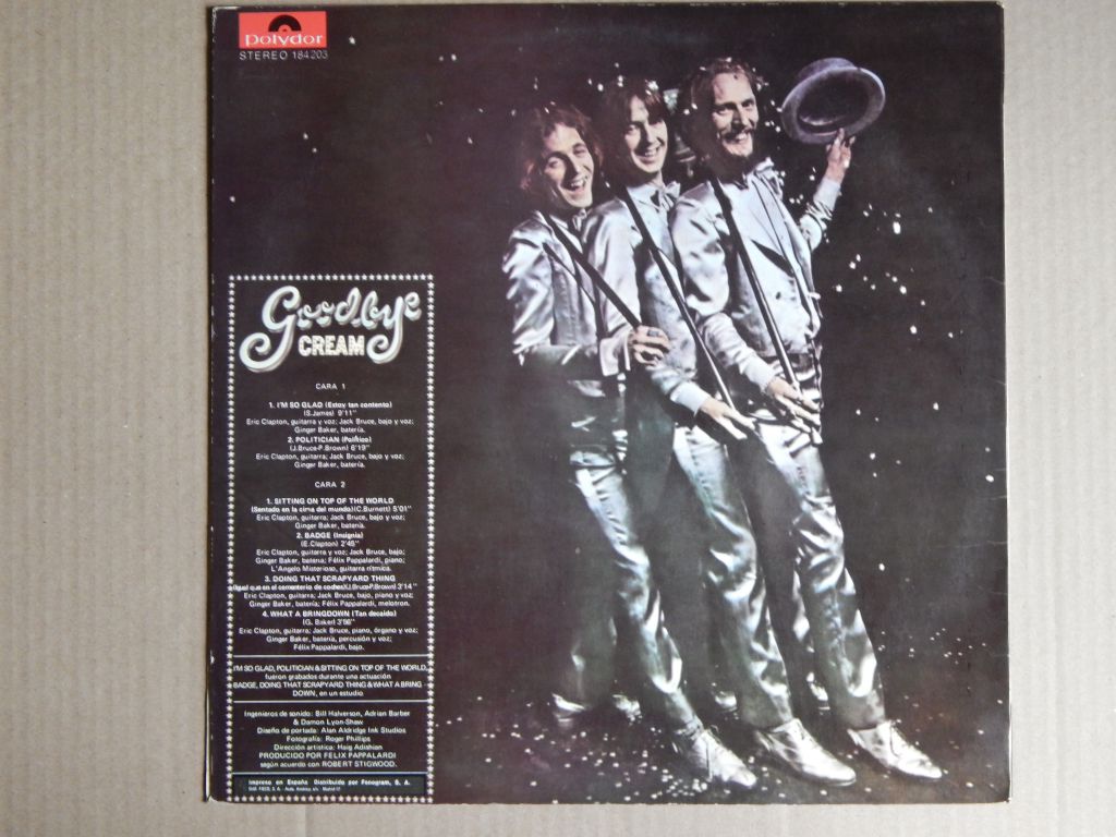 Cream ‎– Goodbye   (Polydor ‎– 184 203, Spain) NM-/EX+ - фото фото фото 1