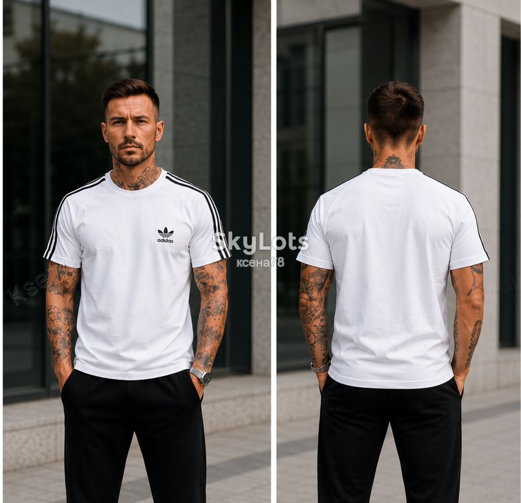 футболка  біла/чорна  46,50,54 у стилі Adidas - фото фото фото 4