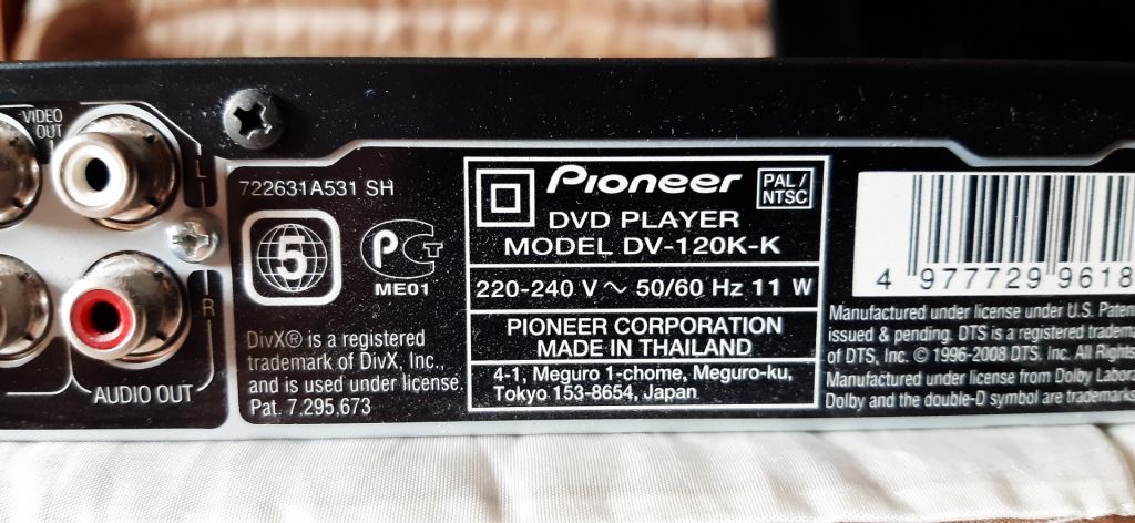 DVD Player плеер Pioneer,Model: DV-120K-K. Таиланд. - фото фото фото 5