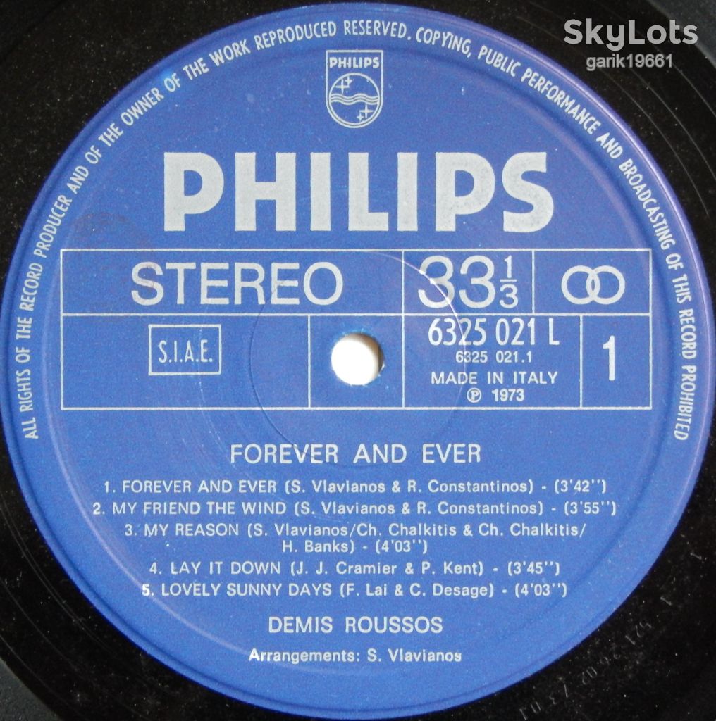 Demis Roussos – Forever And Ever  (Philips – 6325 021 L, Italy) NM-/NM- - фото фото фото 2