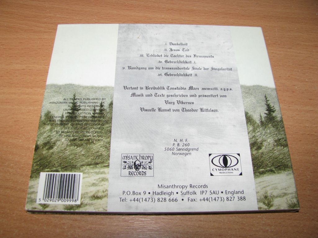 BURZUM - Filosofem   (1996 Misanthropy DIGIPACK 1st press) NORWAY VERSION - фото фото фото 1