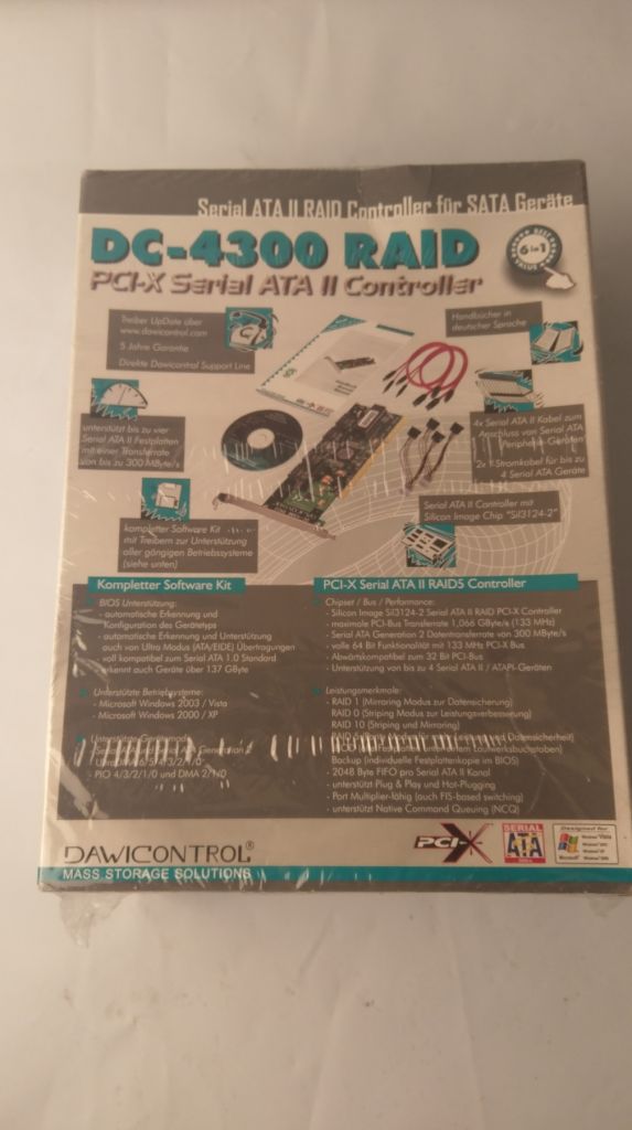 Dawicontrol DC-4300 RAID PCI-X Serial ATA II RAID 5 Controller  (новий) - фото фото фото 0
