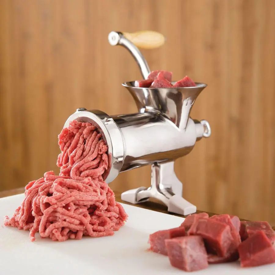 Кухонная мясорубка механическая бытовая алюминевая ручная для приготовления фарша - фото фото фото 4