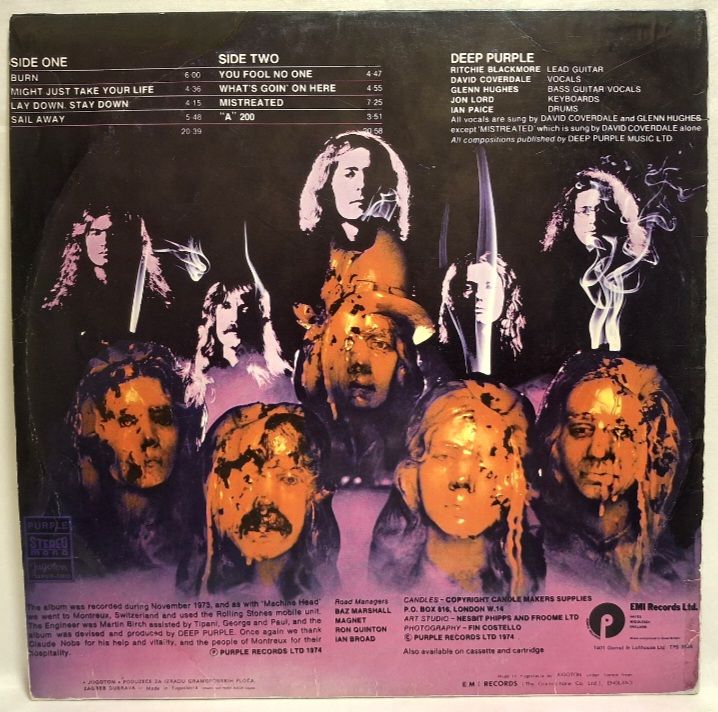 Deep Purple - Burn - 1974.  (LP). 12. Vinyl. Пластинка. Yugoslavia. - фото фото фото 1