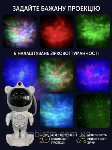 Нічник Космонавт  Лазерний проєктор зоряного неба з Bluetooth колонкою + пульт - фото фото фото 4