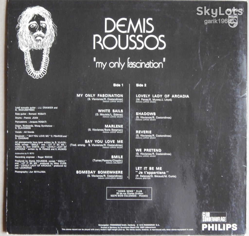 Demis Roussos – My Only Fascination  (Philips – 62 849, Germany) EX/EX+ - фото фото фото 1