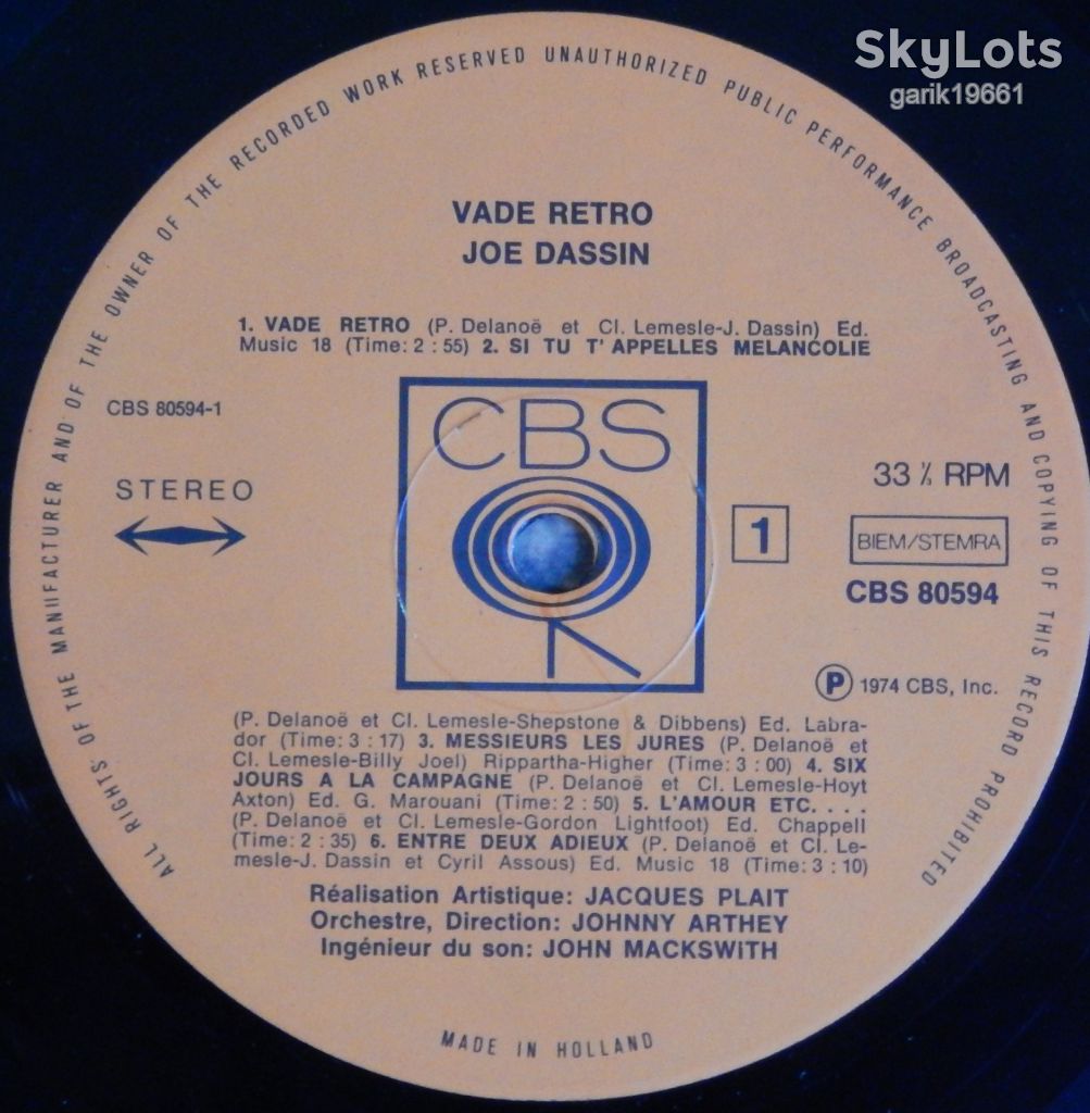 Joe Dassin – Joe Dassin  (CBS – CBS 80594, Holland) EX+/EX+ - фото фото фото 3
