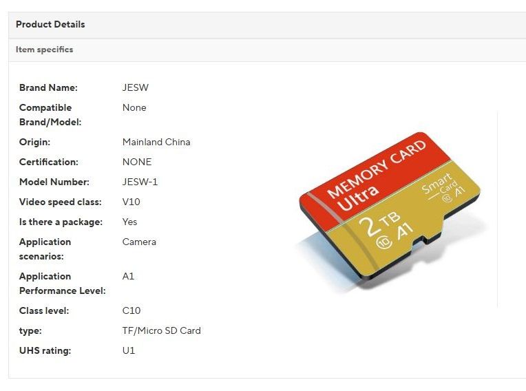 Micro Card SD Card 2TB Memory Card Class 10, НОВА - фото фото фото 2