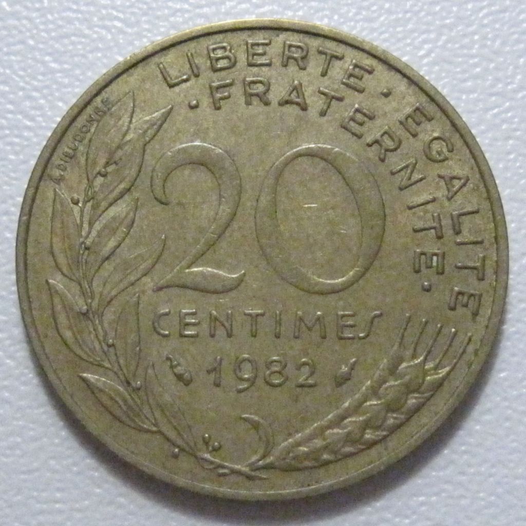 Франція 20 сантимів 1982 року 43608 - фото фото фото 0