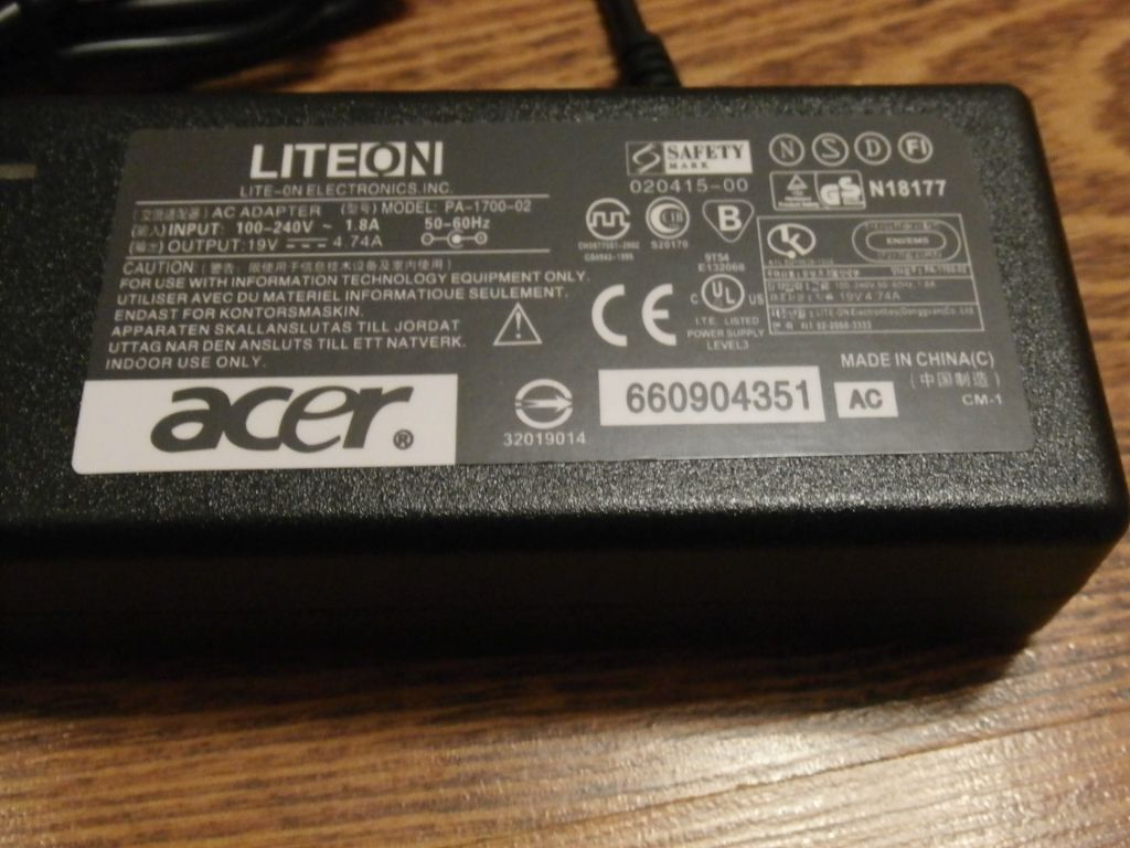 Блок питания для ноутбуков ACER 19V 4.74A 5.5x1.7 мм Liteon - фото фото фото 2