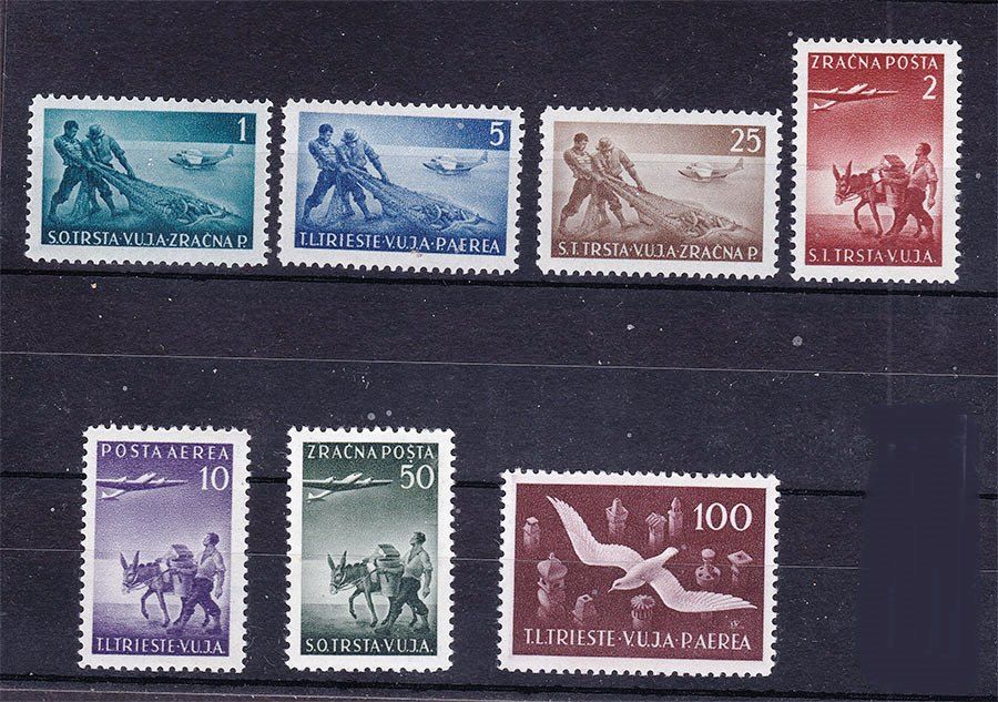 Триест 1949 г  MNH - рыбаки - авиапочта - фото фото фото 0