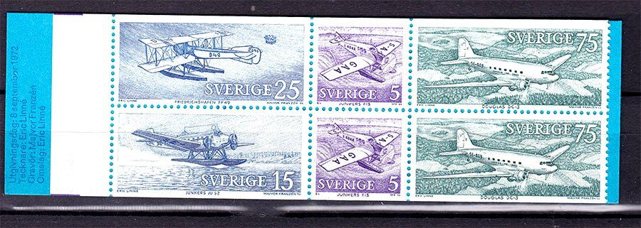 Авиация . Швеция 1972 г MNH - буклет - 2а скана - фото фото фото 0