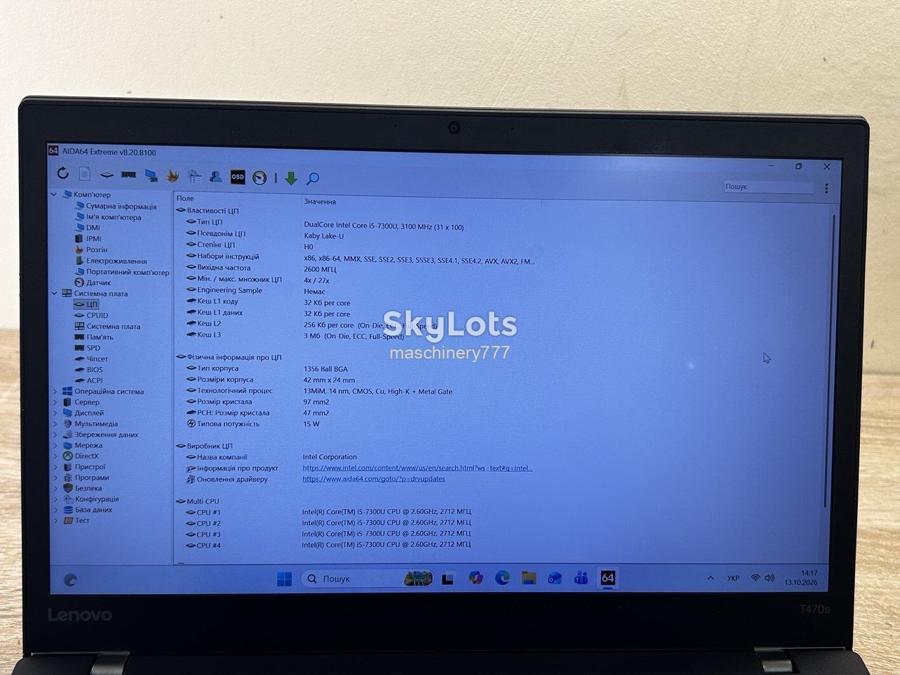 ноутбук lenovo t470s-intel core i5-7gen-4gb ram ddr4-№а932 - фото фото фото 9