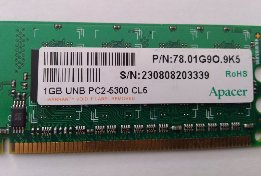 Apacer DDR2 1Gb  PC5300    ( 667MHz ) 78.01G9O.9K5 - фото фото фото 1