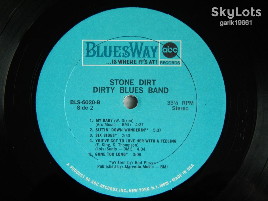 The Dirty Blues Band  ‎– Stone Dirt  (Bluesway ‎– BLS-6020, US) VG+/EX+ - фото фото фото 3