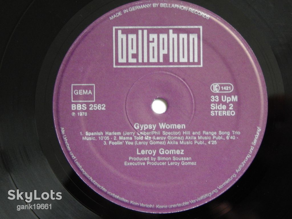 Leroy Gomez ‎– Gypsy Woman   (Bellaphon ‎– BBS 2562, Germany) NM-/NM- - фото фото фото 3
