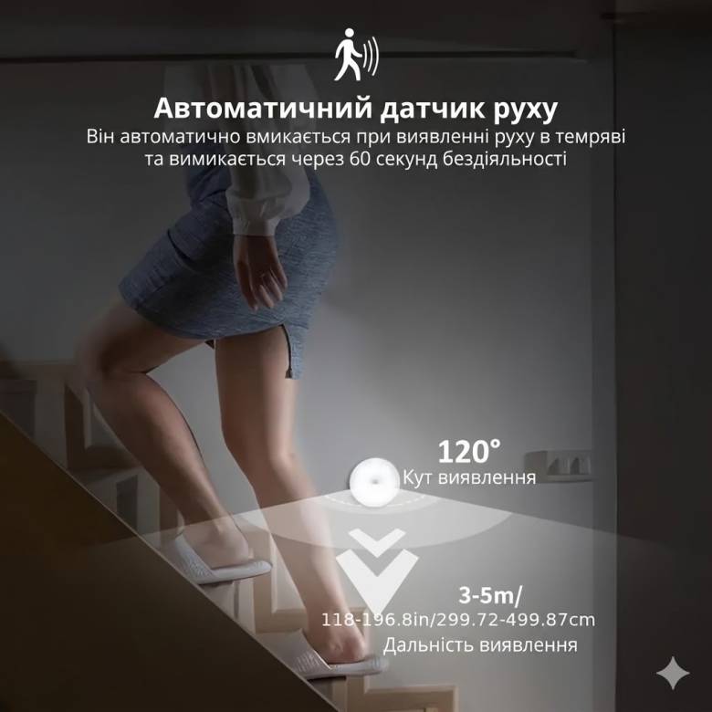 LED-нічник з датчиком руху на акумуляторі/type-c - фото фото фото 2