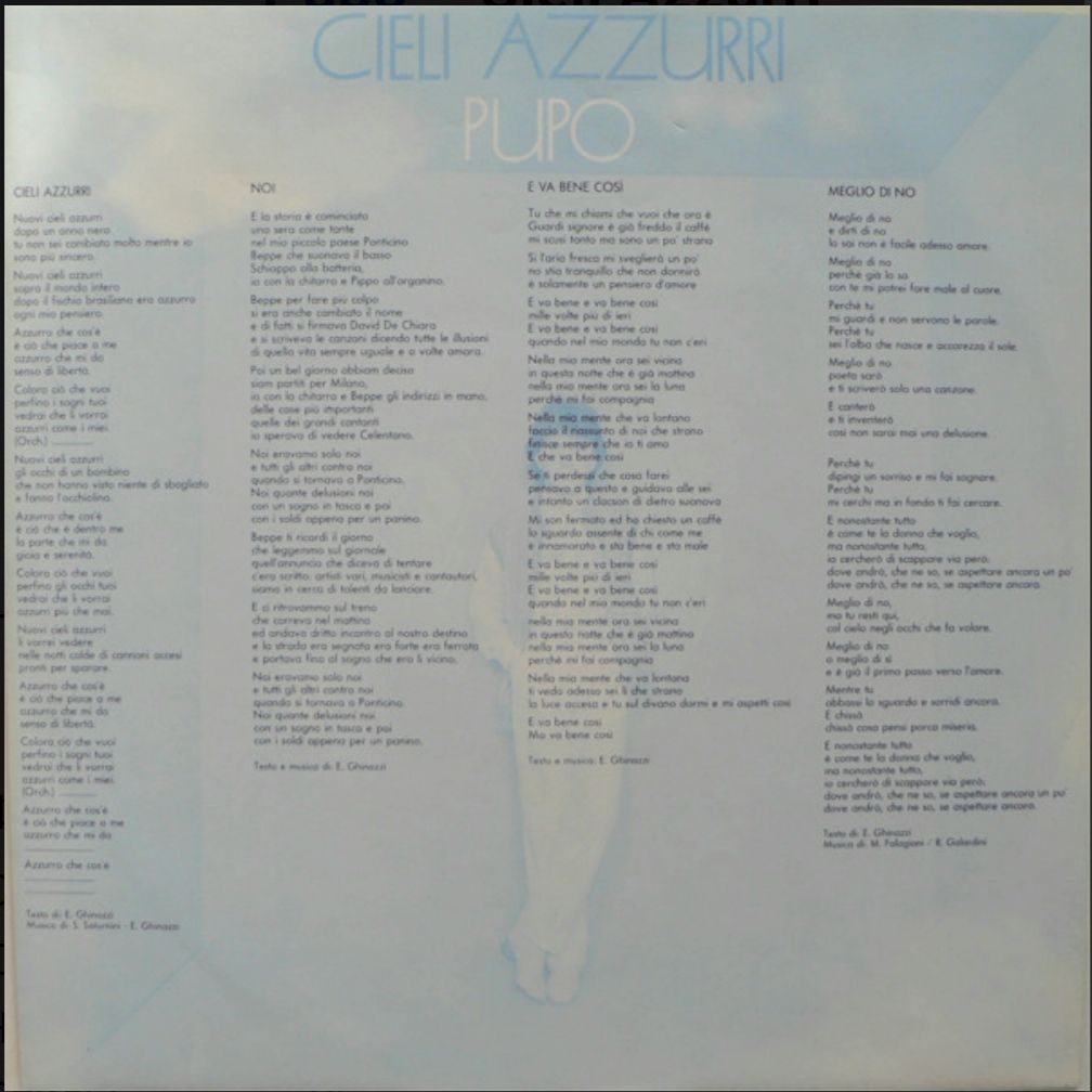 Pupo - Cieli Azzurri - 1983.   (LP). 12. Vinyl. Пластинка. EEC - фото фото фото 2