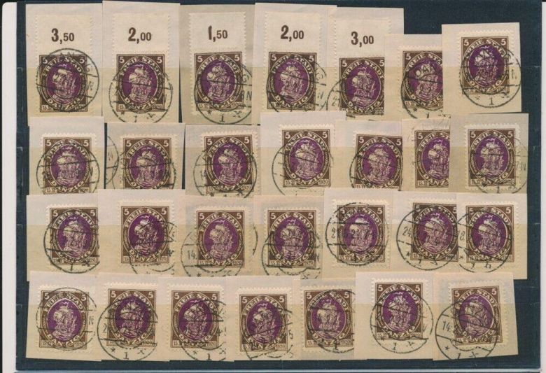 Германия Данциг Парусник 1921 10 грн/вырезка - фото фото фото 1