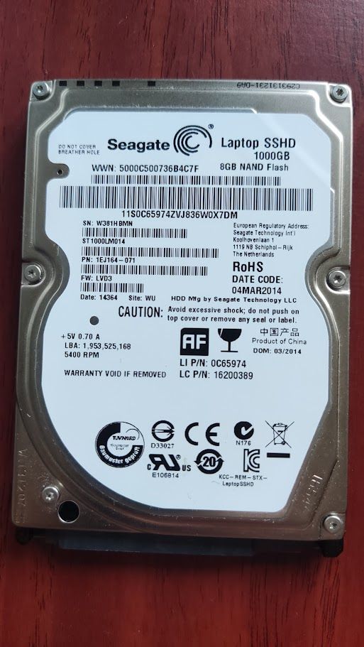 Seagate Laptop SSHD 1TB ST1000LM014 8GB NAND Flash 2.5 - фото фото фото 0