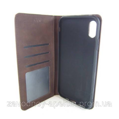 Чехол книжка iPhone XS Max Premium Case (коричневый) - фото фото фото 2