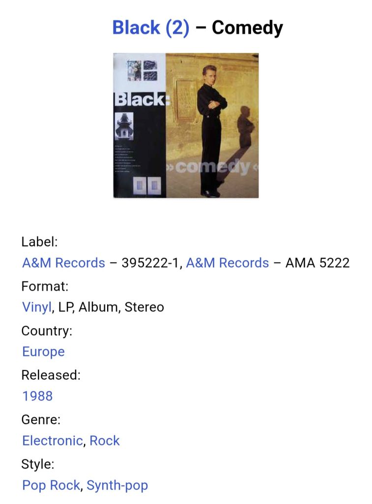 Black. Colin Vearncomble - Comedy - 1988.  (LP). 12. Vinyl. Пластинка. Europe. - фото фото фото 6