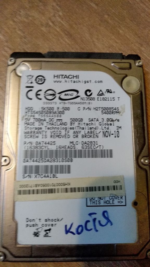 HDD  Жесткий  диск  Hitachi 500Gb нерабочий - фото фото фото 1