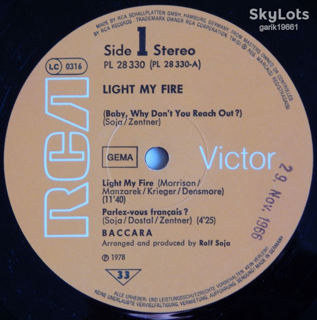 Baccara – Light My Fire  (RCA Victor – PL 28330, Germany) EX+/EX+ - фото фото фото 2