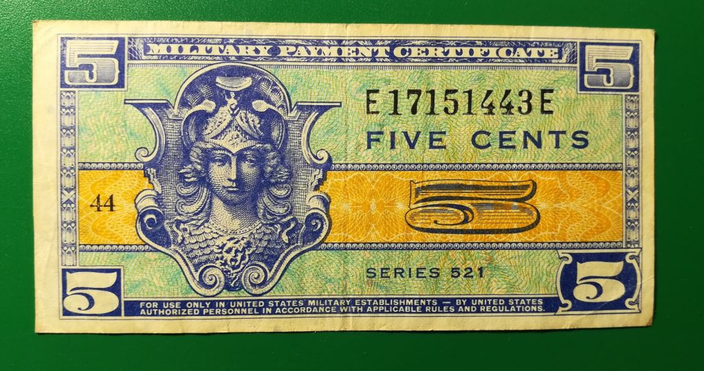 США 5 центов 1954 - 1958 военный сертификат. Нечастый - фото фото фото 0