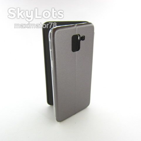 КОЖАНЫЙ ЧЕХОЛ КНИЖКА Samsung J6 J600 ASPOR silver - фото фото фото 1